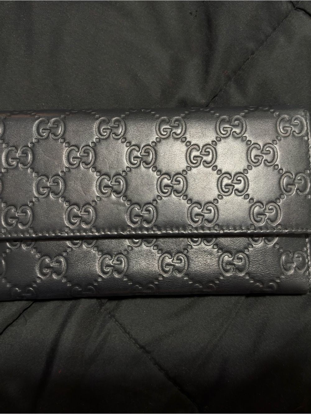 Gucci Black Embossed GG Leather Long Wallet